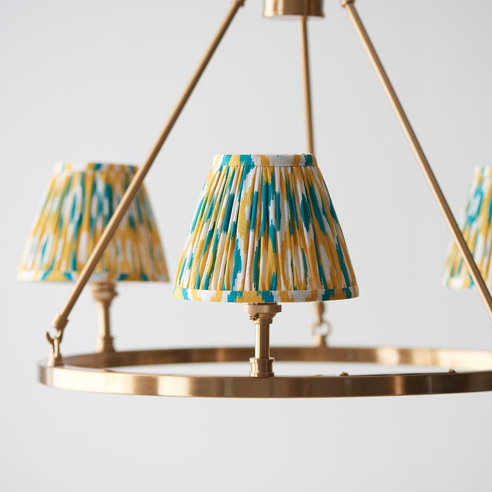 Chester & Ikat 16cm Yellow & jade shade Chandelier - Comet Lighting