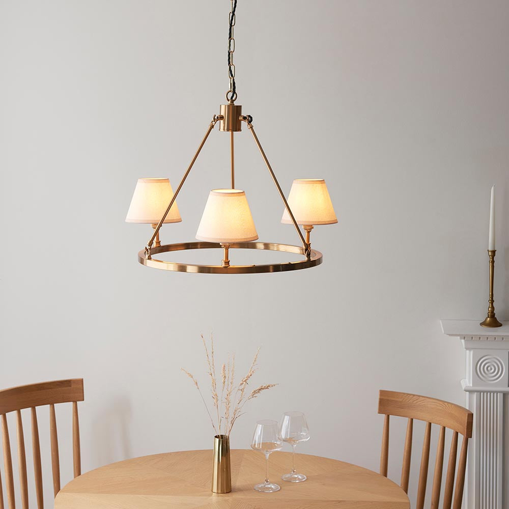 Chester & Ivy 16cm Vintage white shade Chandelier - Comet Lighting