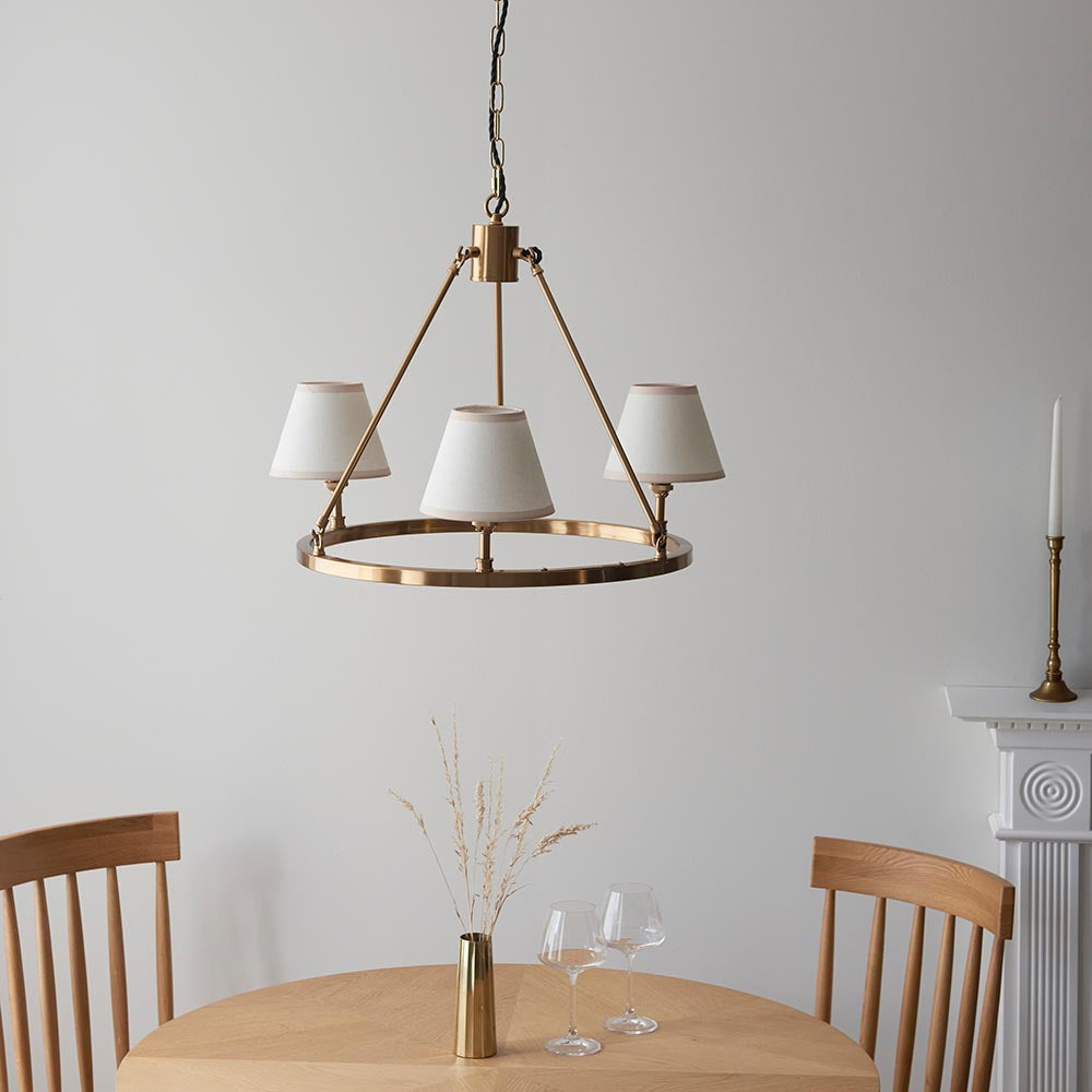 Chester & Ivy 16cm Vintage white shade Chandelier - Comet Lighting