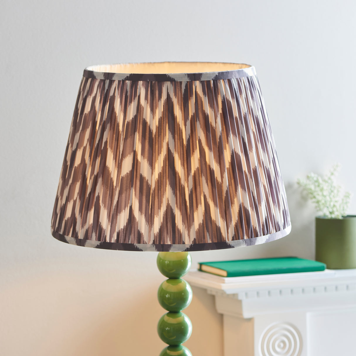Gloss Green Higgledy & Zigzag 40cm Pearl grey shade - Comet Lighting