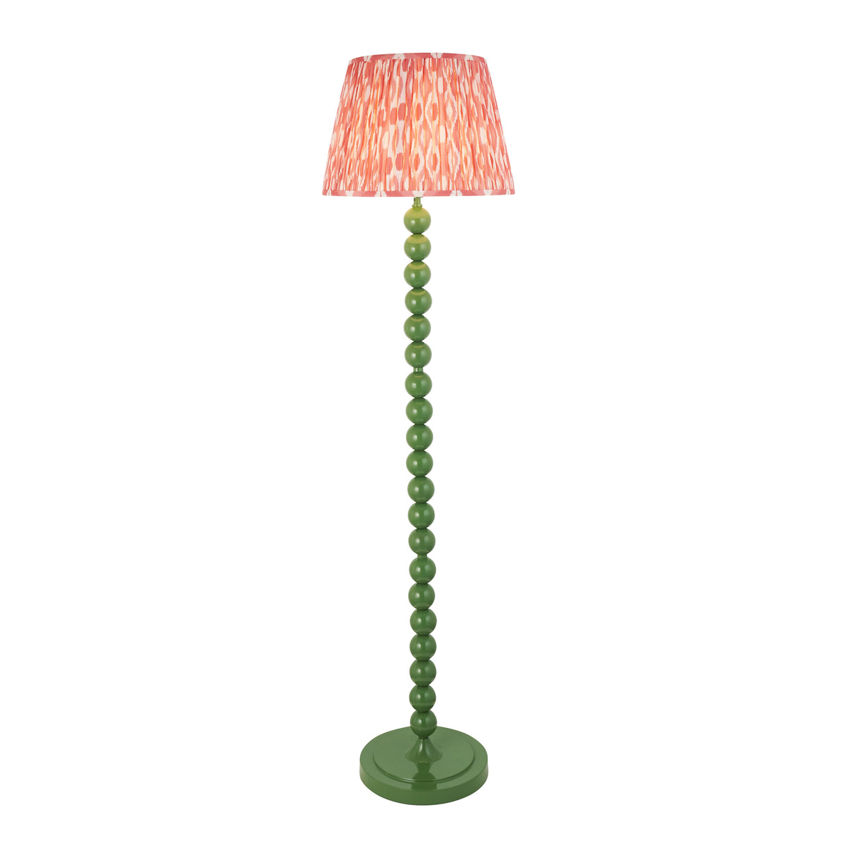 Gloss Green Higgledy & Ikat 40cm Coral pink shade - Comet Lighting