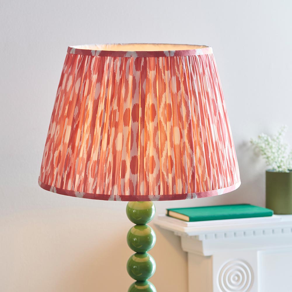 Gloss Green Higgledy & Ikat 40cm Coral pink shade - Comet Lighting