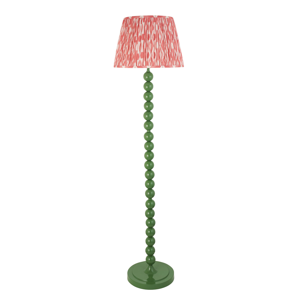 Gloss Green Higgledy & Ikat 40cm Coral pink shade - Comet Lighting