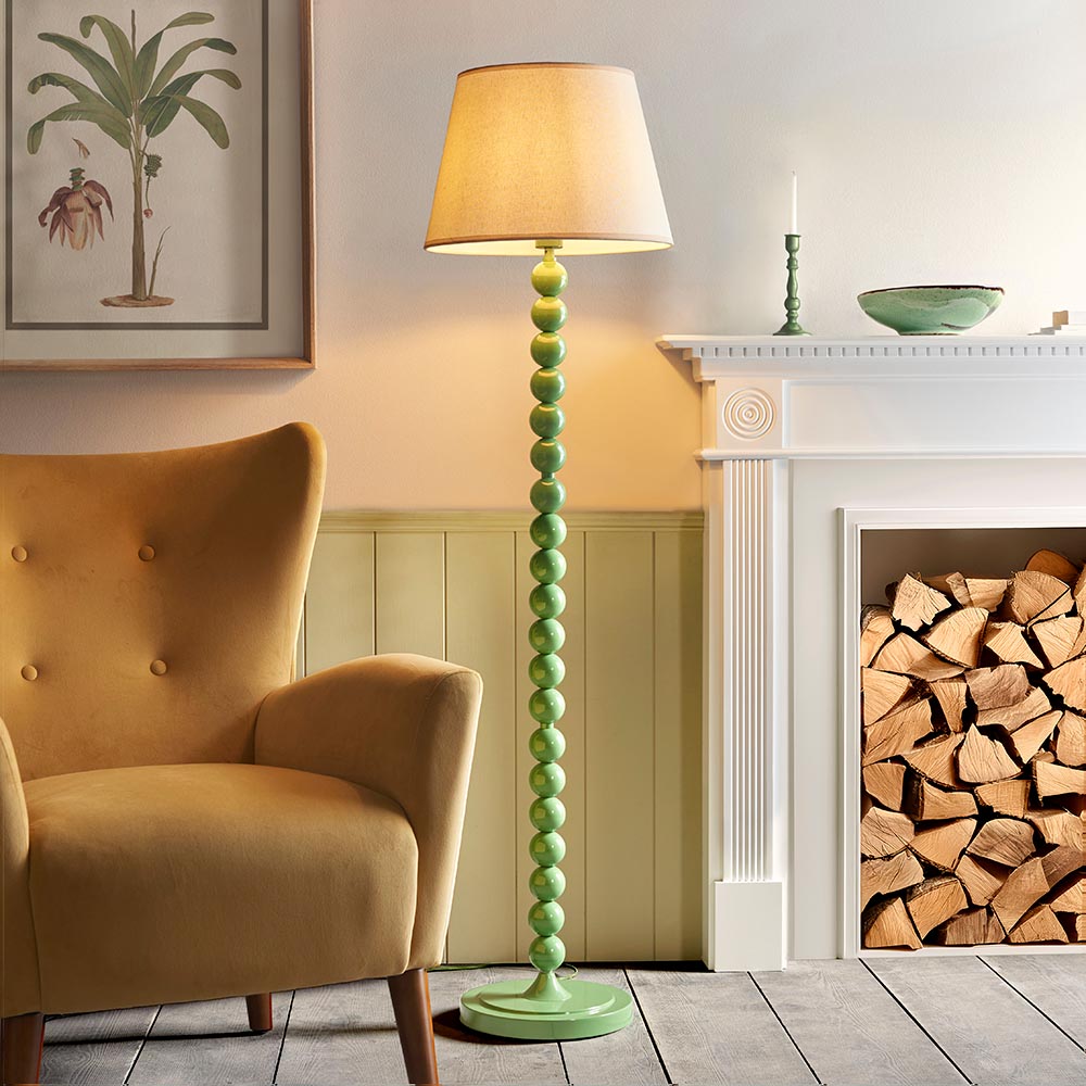 Gloss Green Higgledy & Ivy 40cm Vintage white shade - Comet Lighting