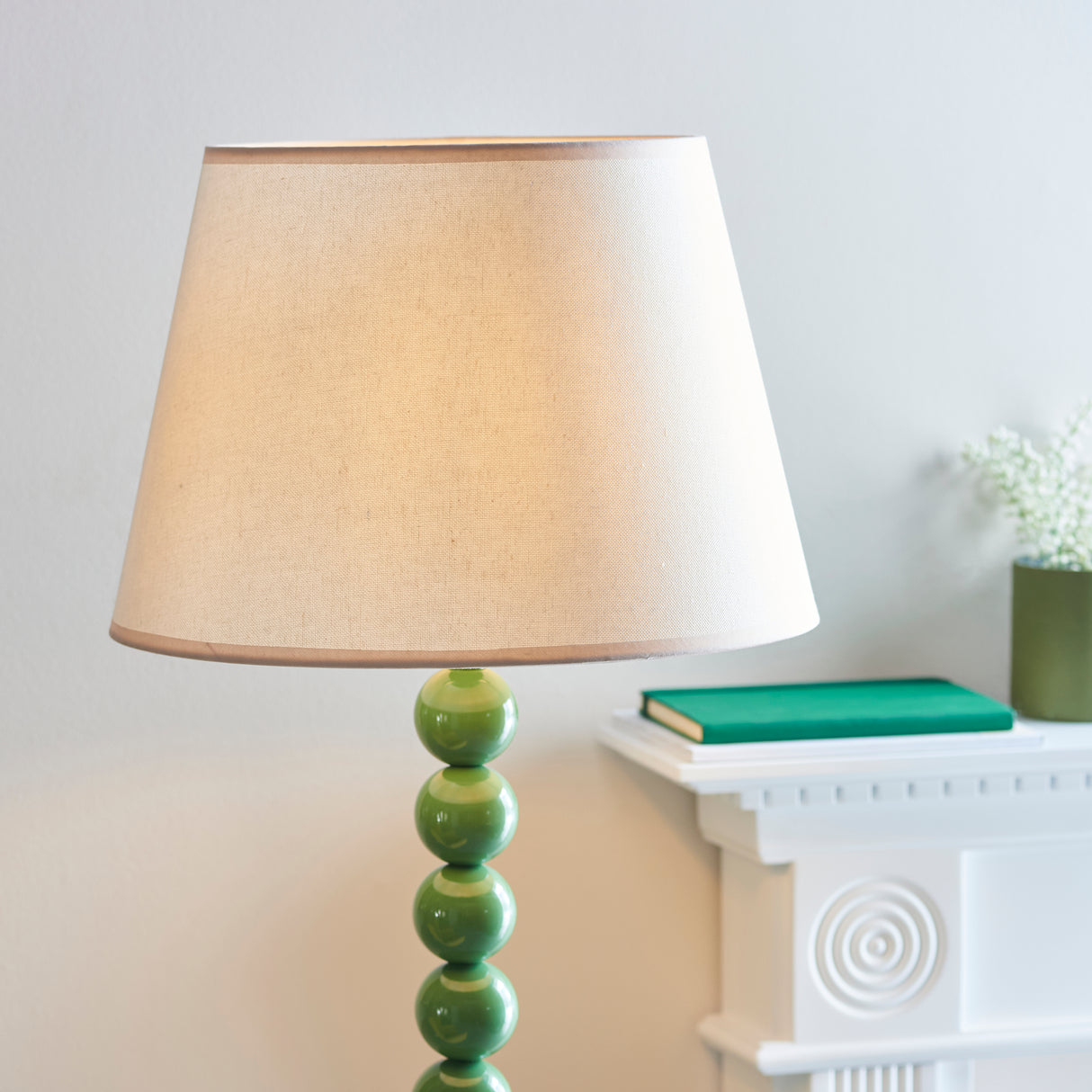 Gloss Green Higgledy & Ivy 40cm Vintage white shade - Comet Lighting