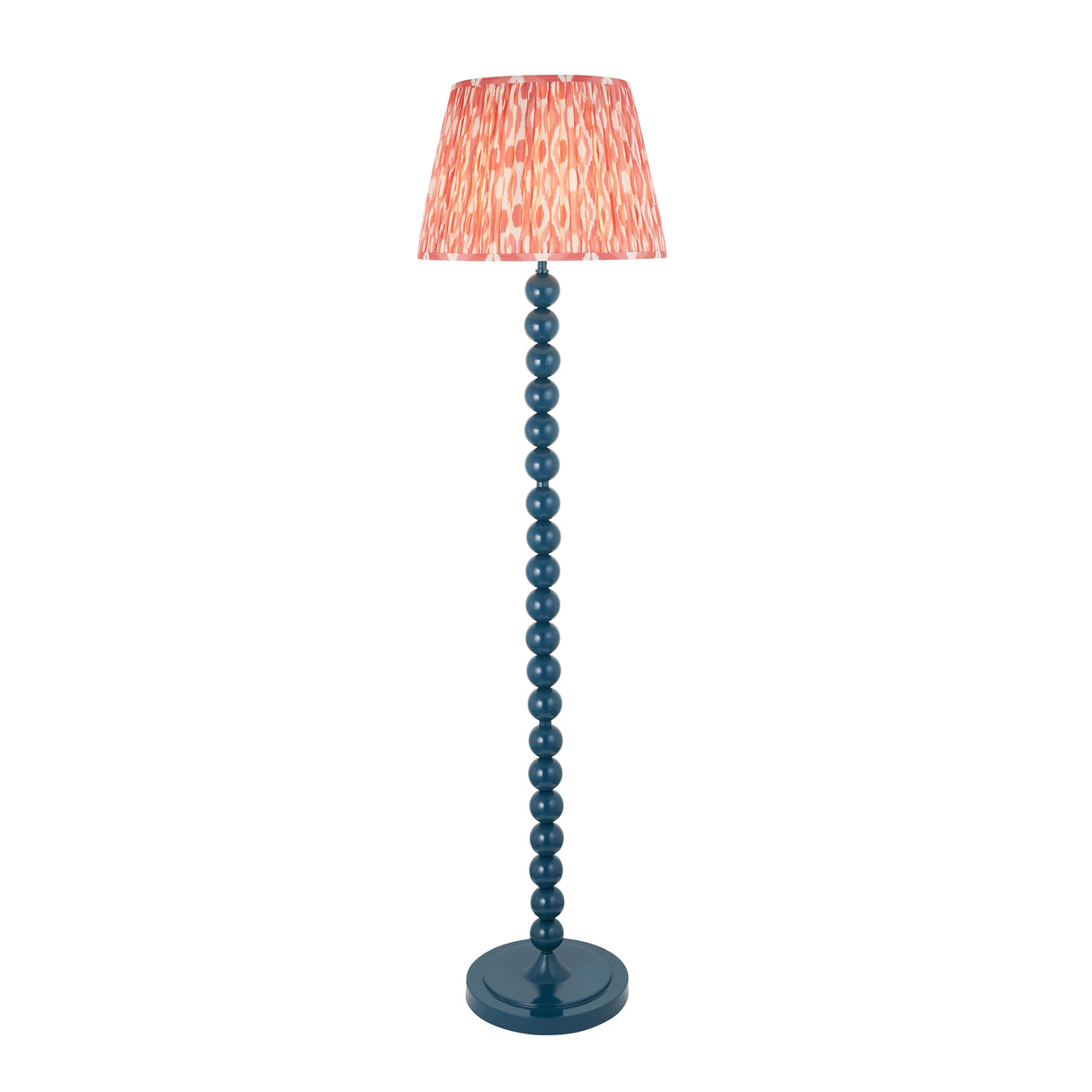 Gloss Blue Higgledy & Ikat 40cm Coral pink shade - Comet Lighting