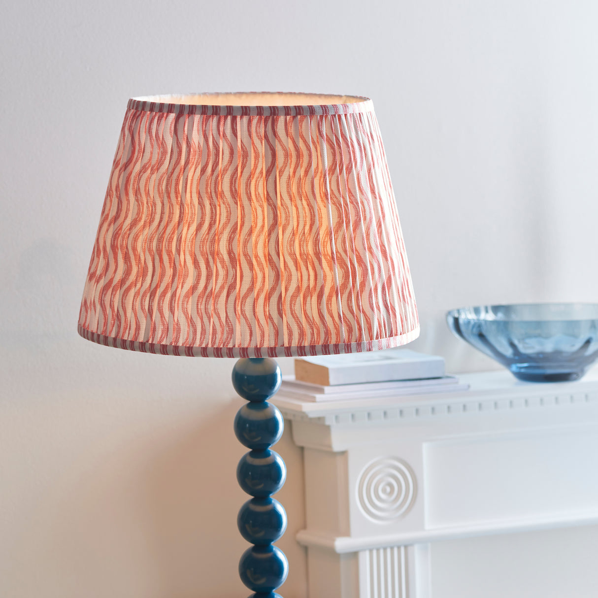 Gloss Blue Higgledy & Ripple 40cm Coral pink shade - Comet Lighting