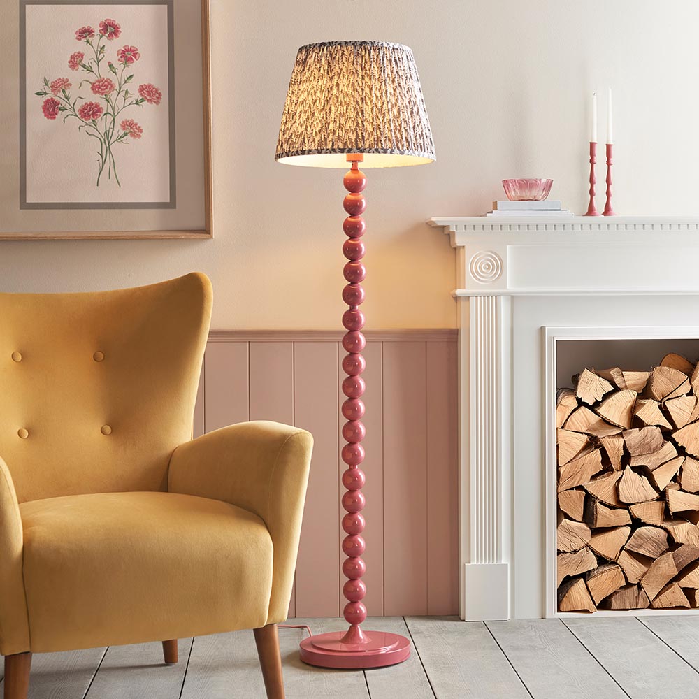 Gloss Pink Higgledy & Leaf 40cm Pearl grey shade - Comet Lighting