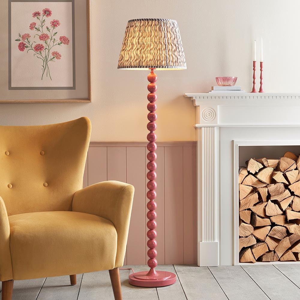 Gloss Pink Higgledy & Ripple 40cm Pearl grey shade - Comet Lighting