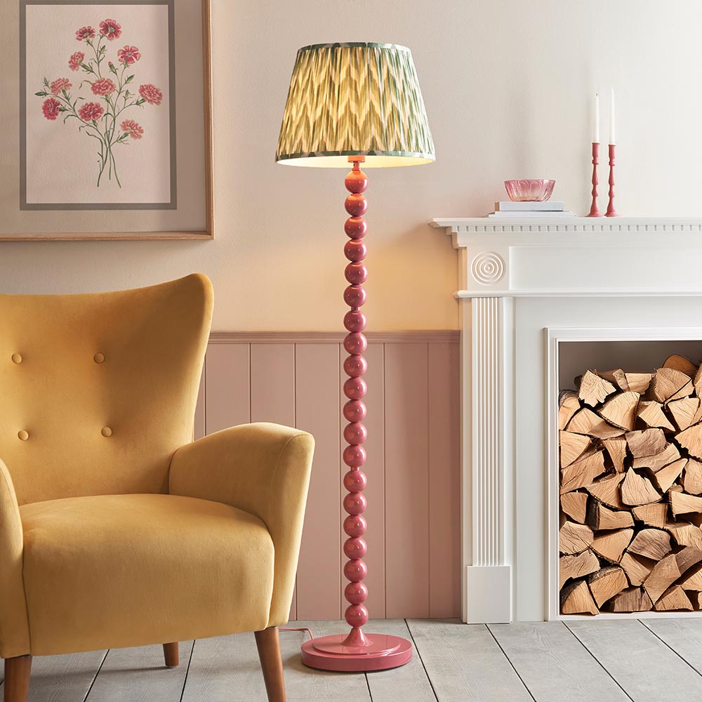 Gloss Pink Higgledy & Zigzag 40cm Cotswold green shade - Comet Lighting