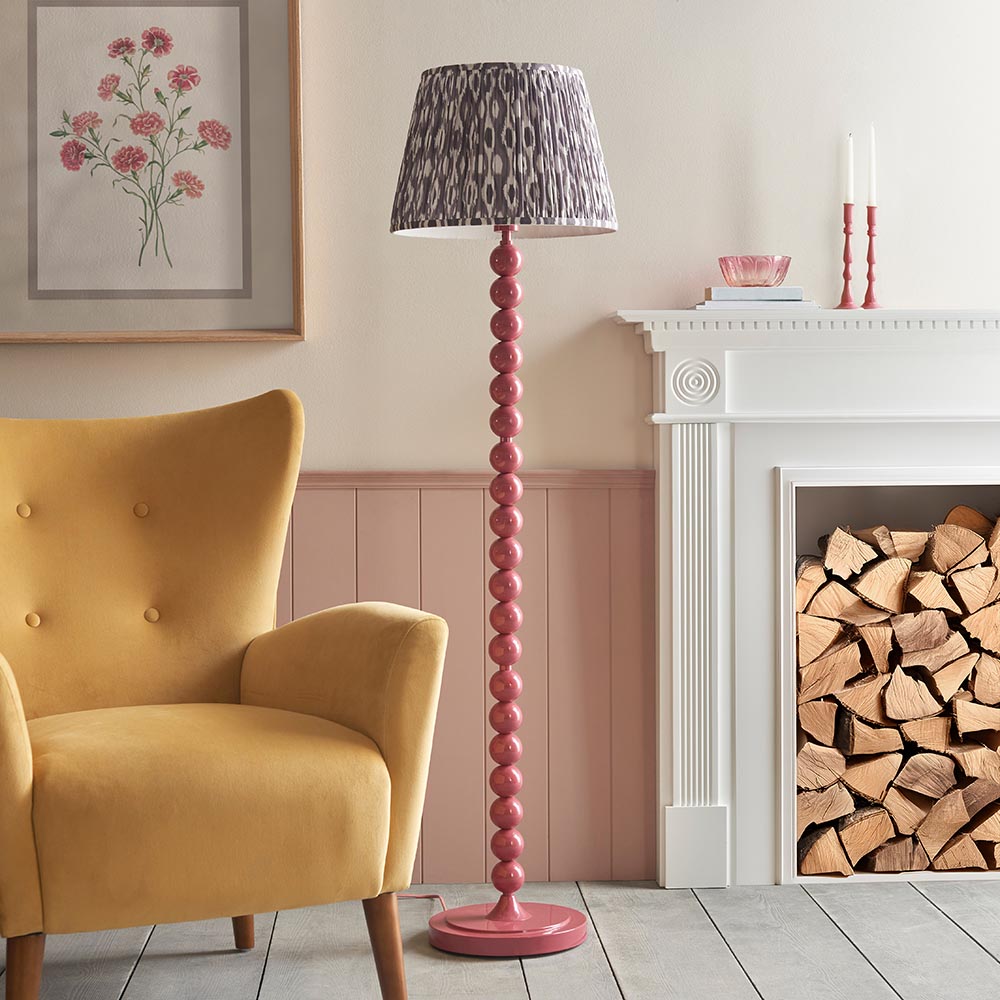 Gloss Pink Higgledy & Ikat 40cm Pearl grey shade - Comet Lighting