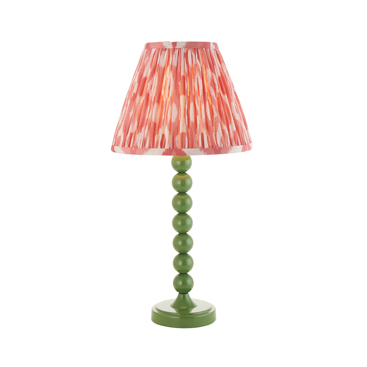 Gloss Green Higgledy & Ikat 25cm Coral pink shade - Comet Lighting