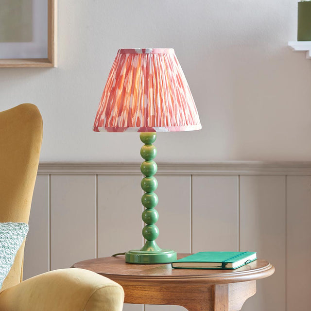 Gloss Green Higgledy & Ikat 25cm Coral pink shade - Comet Lighting