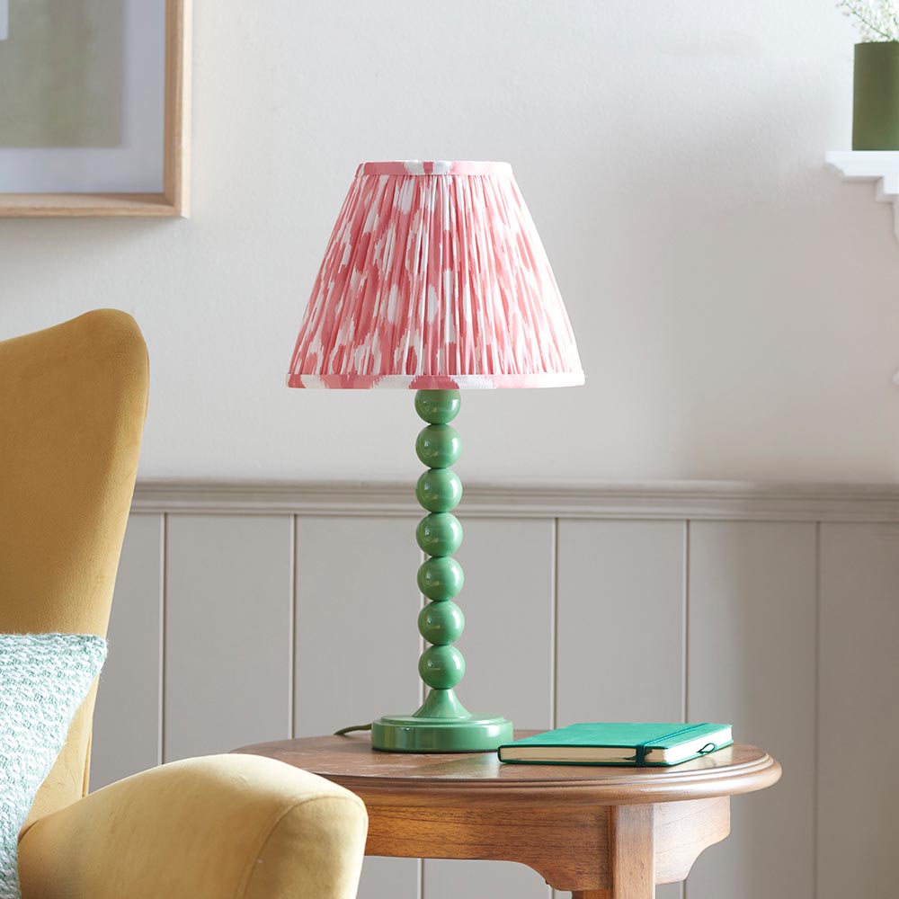 Gloss Green Higgledy & Ikat 25cm Coral pink shade - Comet Lighting