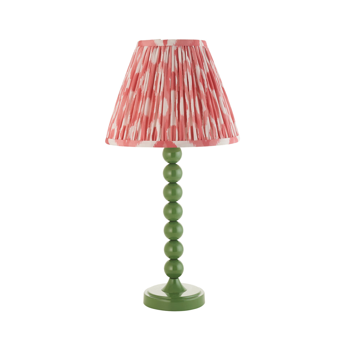 Gloss Green Higgledy & Ikat 25cm Coral pink shade - Comet Lighting