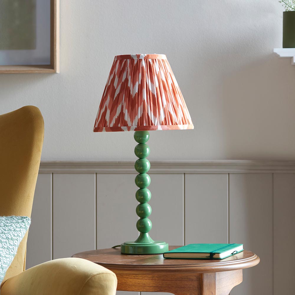 Gloss Green Higgledy & Zigzag 25cm Apricot orange shade - Comet Lighting