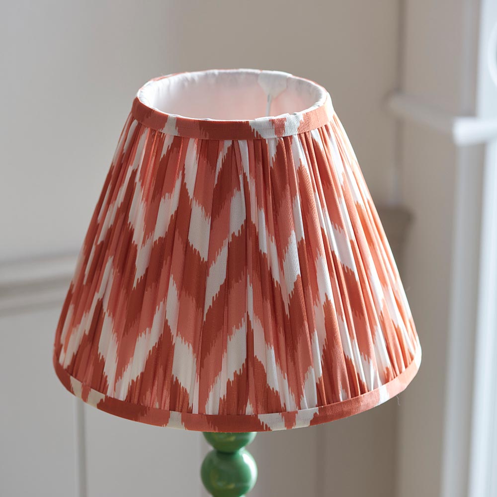 Gloss Green Higgledy & Zigzag 25cm Apricot orange shade - Comet Lighting
