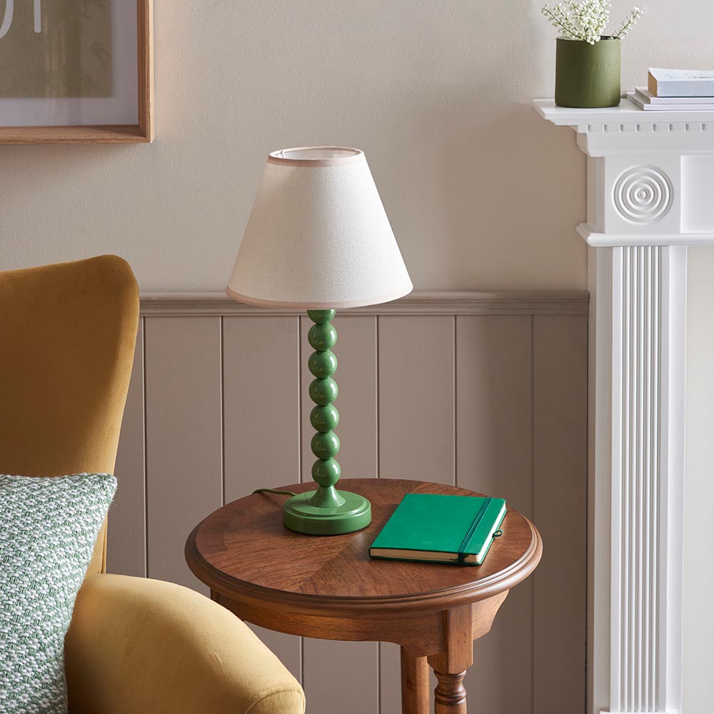 Gloss Green Higgledy & Ivy 25cm Vintage white shade - Comet Lighting