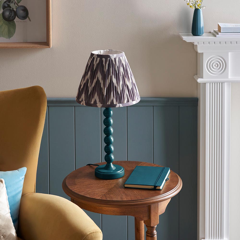Gloss Blue Higgledy & Zigzag 25cm Pearl grey shade - Comet Lighting
