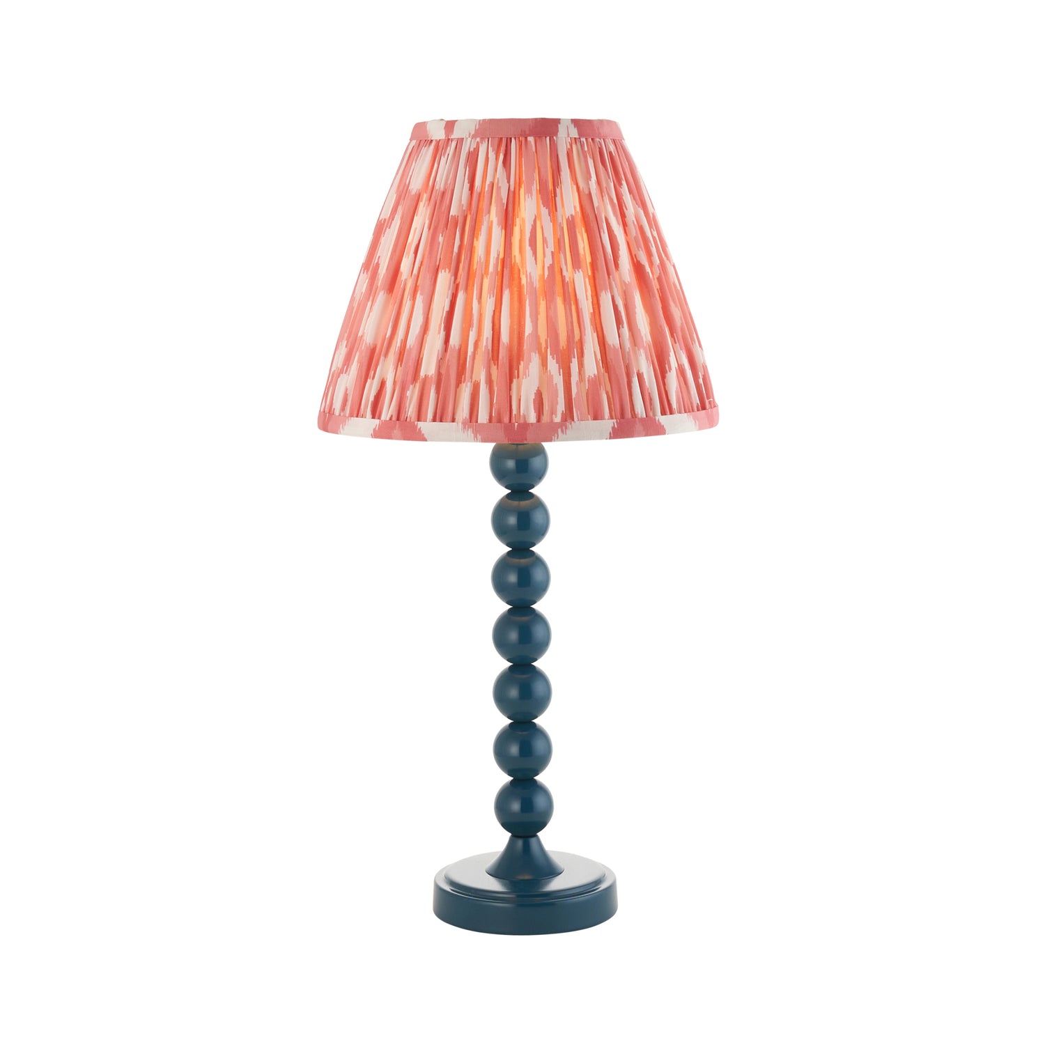 Gloss Blue Higgledy & Ikat 25cm Coral pink shade - Comet Lighting
