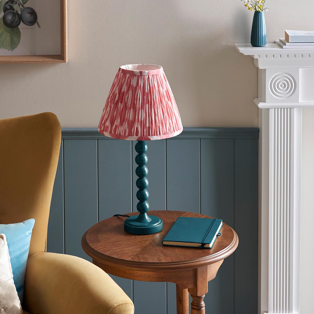 Gloss Blue Higgledy & Ikat 25cm Coral pink shade - Comet Lighting