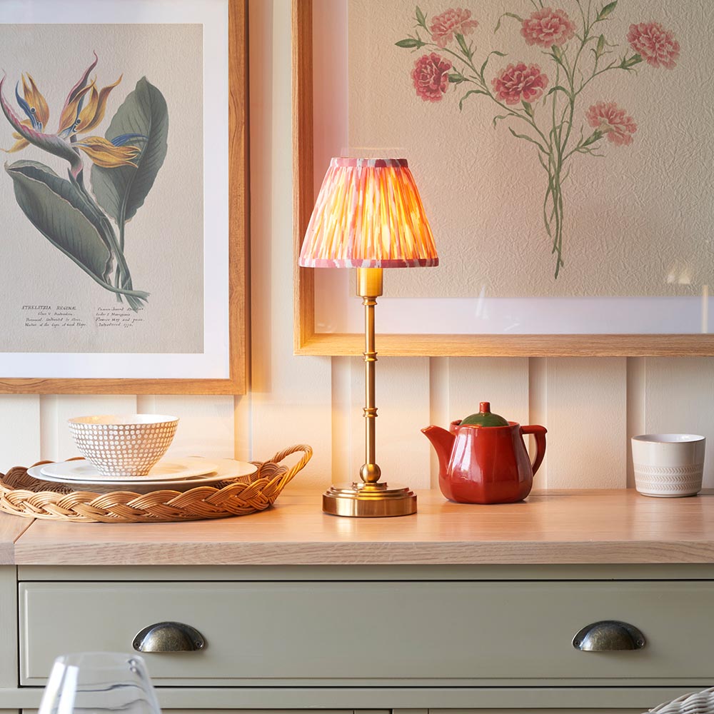 Burley Rechargeable & Ikat 16cm Coral pink shade - Comet Lighting