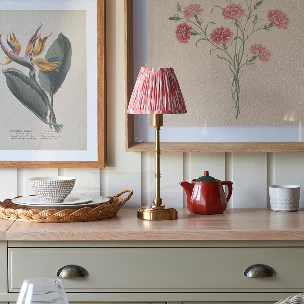 Burley Rechargeable & Ikat 16cm Coral pink shade - Comet Lighting