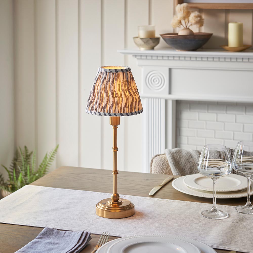 Burley Rechargeable & Ripple 16cm Pearl grey shade - Comet Lighting