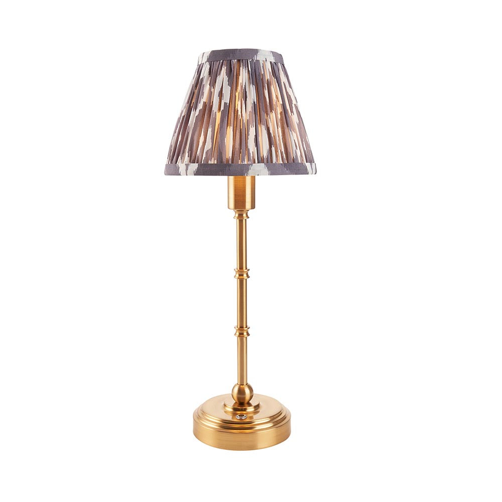 Burley Rechargeable & Ikat 16cm Pearl grey shade - Comet Lighting