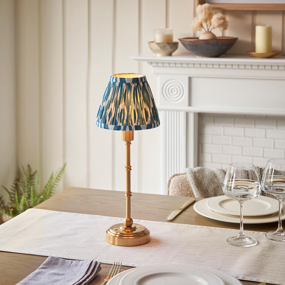 Burley Rechargeable & Ikat 16cm Marlin blue shade - Comet Lighting