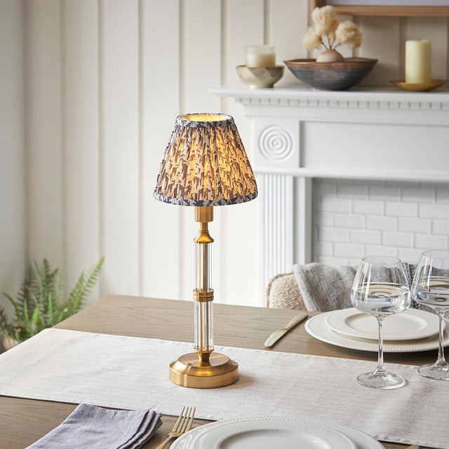 Morton Rechargeable & Leaf 16cm Pearl grey shade - Comet Lighting