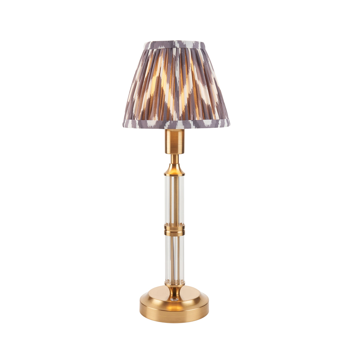 Morton Rechargeable & Zigzag 16cm Pearl grey shade - Comet Lighting