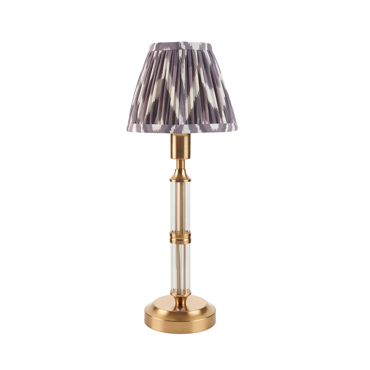 Morton Rechargeable & Zigzag 16cm Pearl grey shade - Comet Lighting