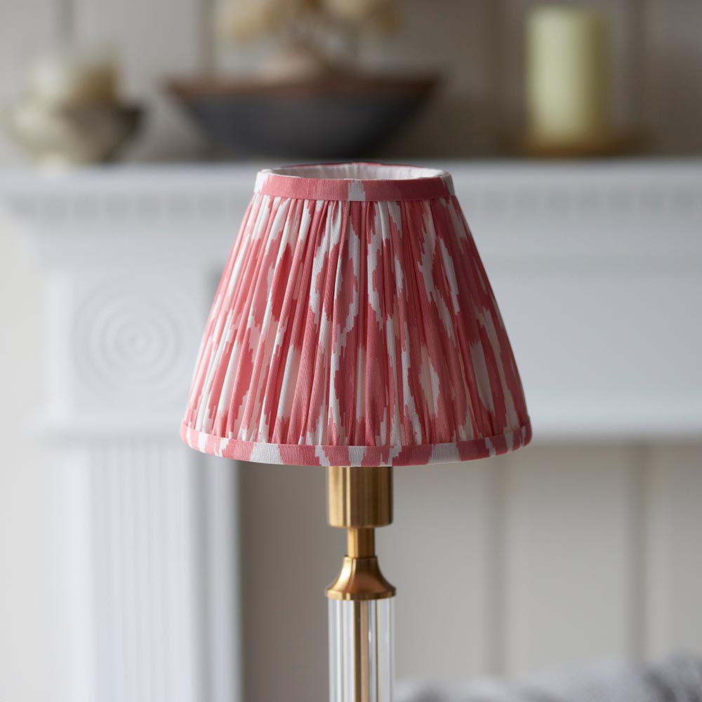 Morton Rechargeable & Ikat 16cm Coral pink shade - Comet Lighting