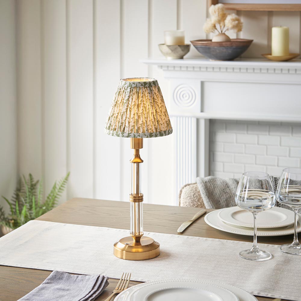 Morton Rechargeable & Leaf 16cm Herb garden green shade - Comet Lighting