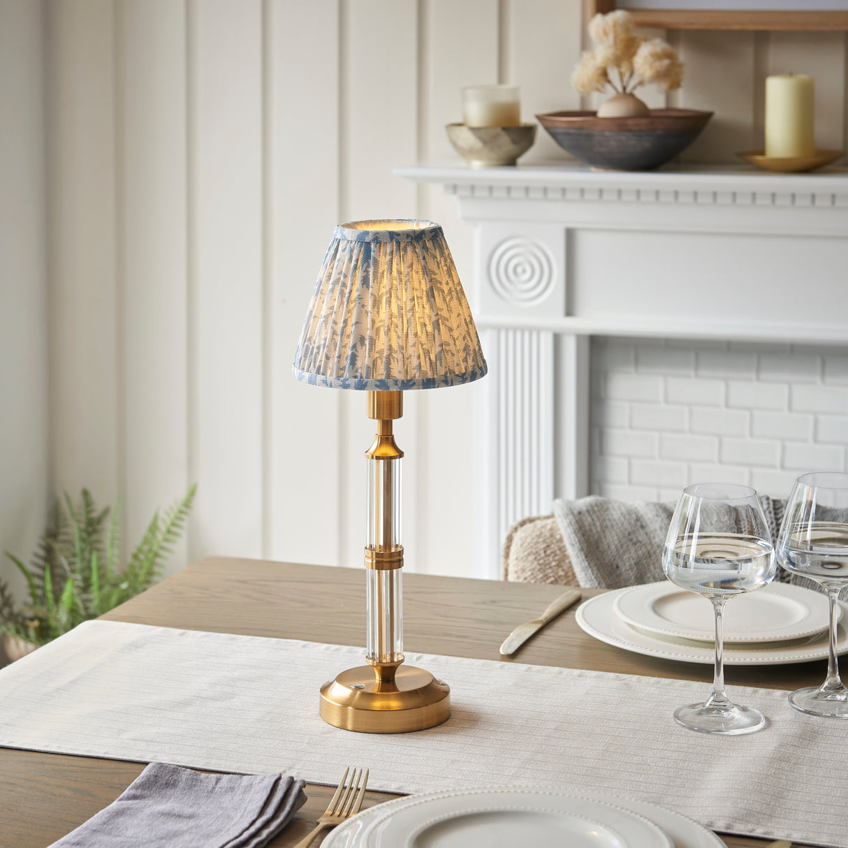 Morton Rechargeable & Leaf 16cm Shell bay blue shade - Comet Lighting