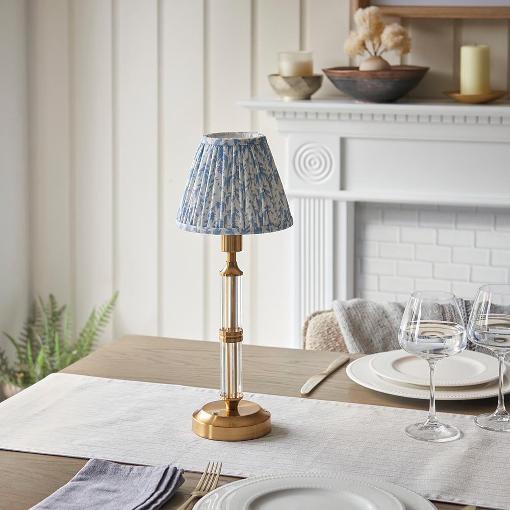 Morton Rechargeable & Leaf 16cm Shell bay blue shade - Comet Lighting