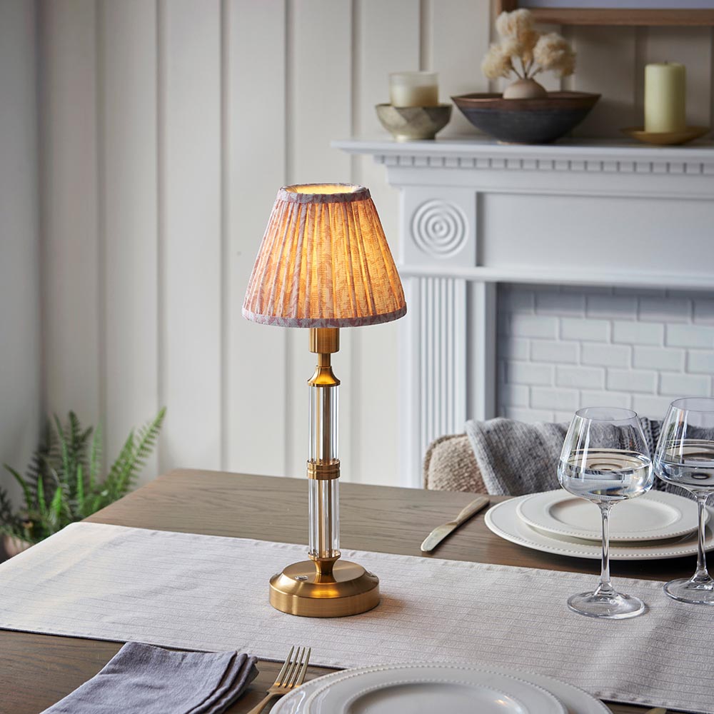 Morton Rechargeable & Leaf 16cm Peachy keen shade - Comet Lighting