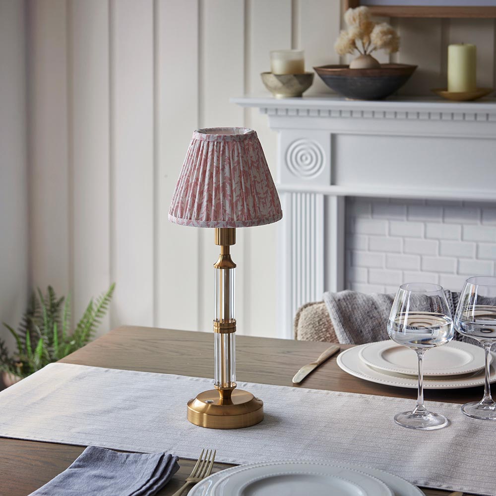 Morton Rechargeable & Leaf 16cm Peachy keen shade - Comet Lighting