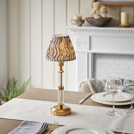 Morton Rechargeable & Ripple 16cm Pearl grey shade - Comet Lighting