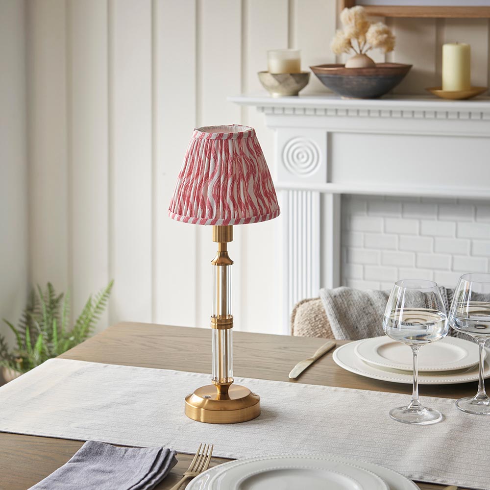 Morton Rechargeable & Ripple 16cm Coral pink shade - Comet Lighting
