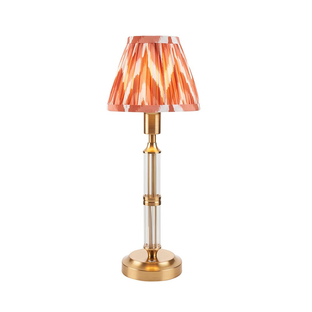 Morton Rechargeable & Zigzag 16cm Apricot orange shade - Comet Lighting