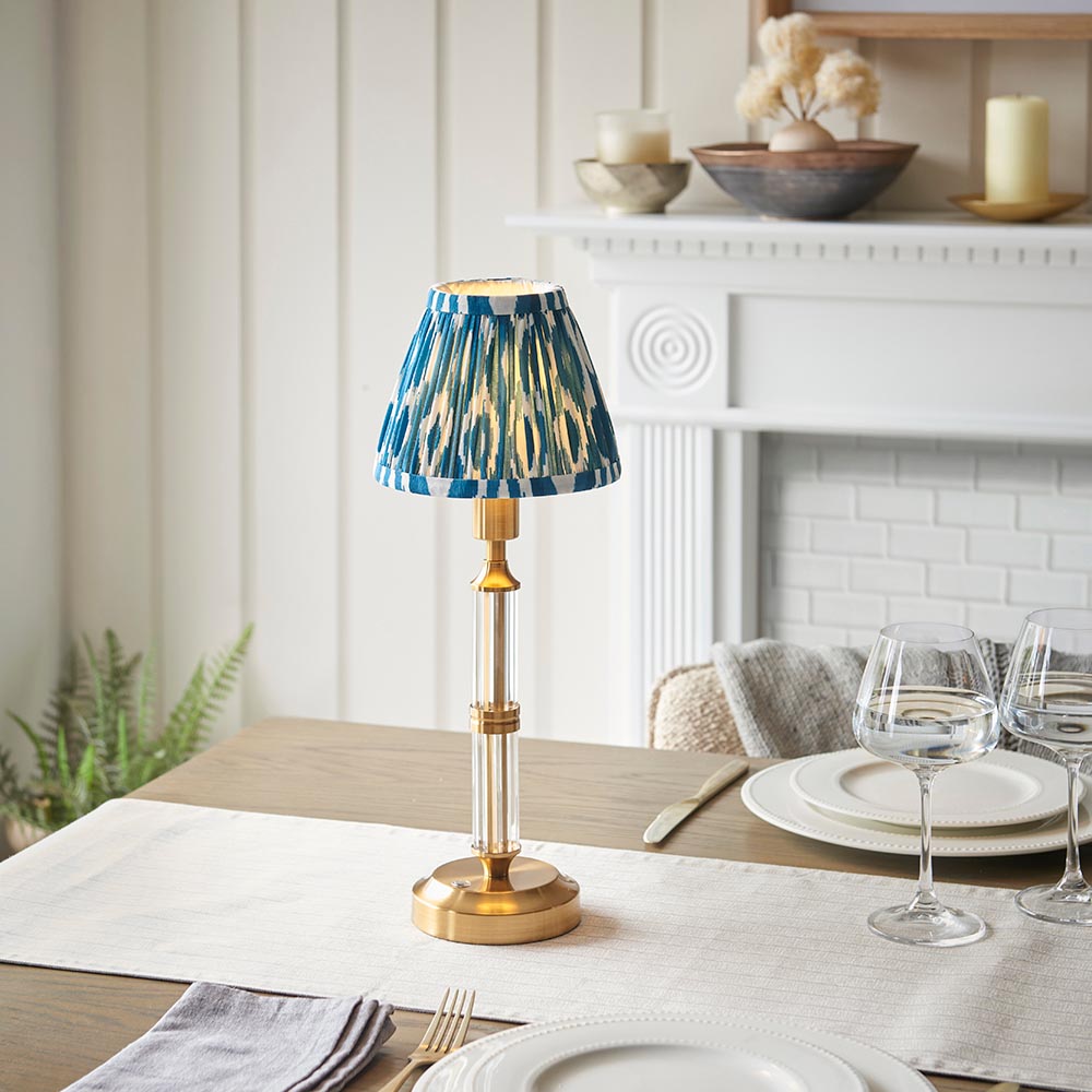 Morton Rechargeable & Ikat 16cm Marlin blue shade - Comet Lighting