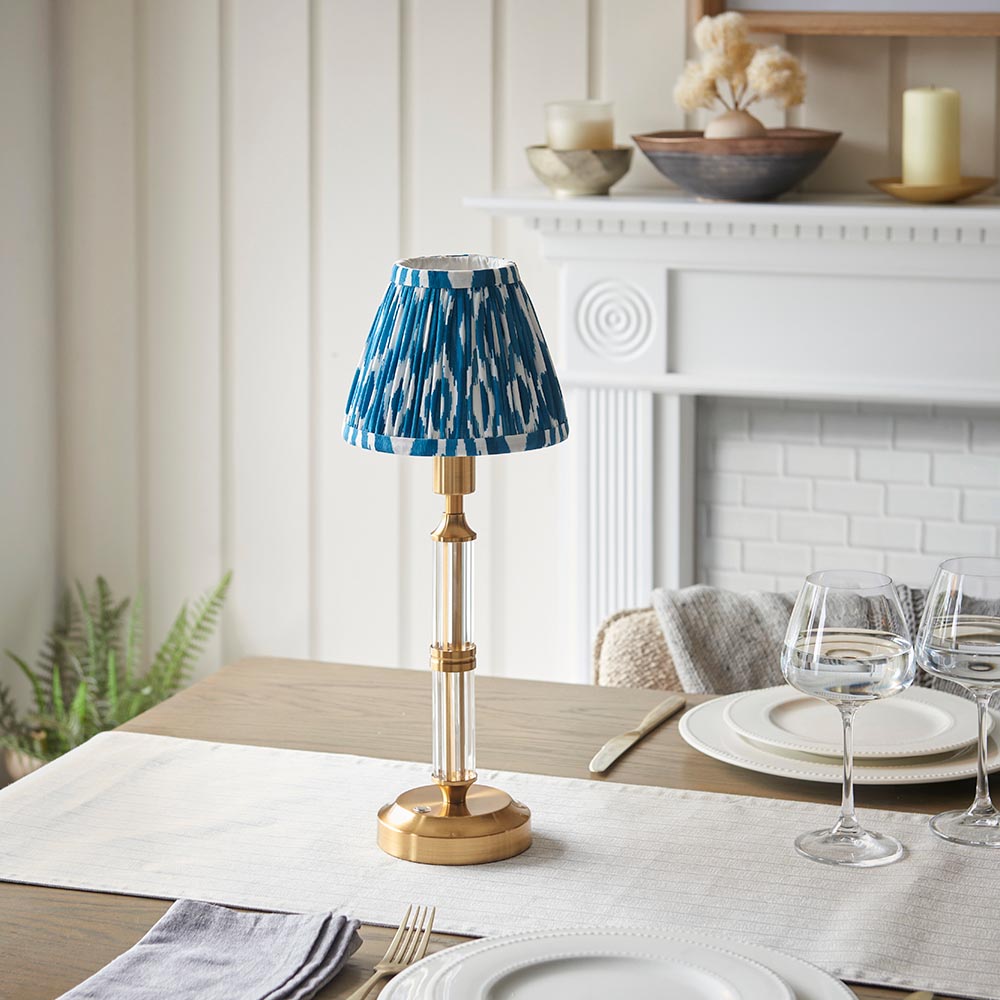 Morton Rechargeable & Ikat 16cm Marlin blue shade - Comet Lighting