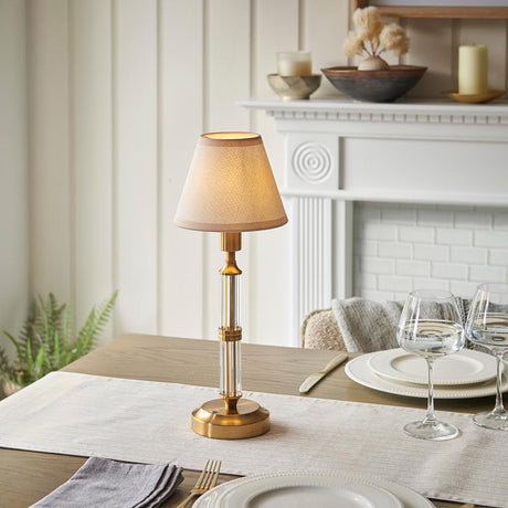 Morton Rechargeable & Ivy 16cm Vintage white shade - Comet Lighting