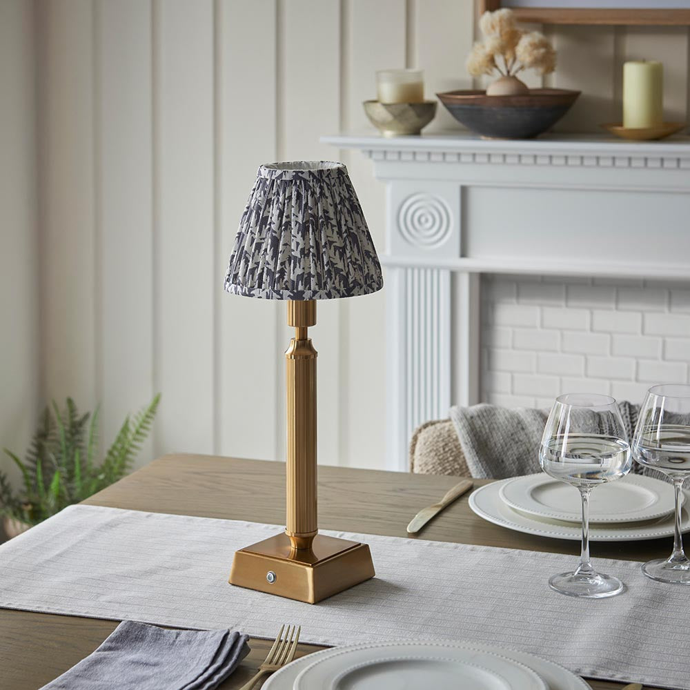 Trobridge Rechargeable & Leaf 16cm Pearl grey shade - Comet Lighting