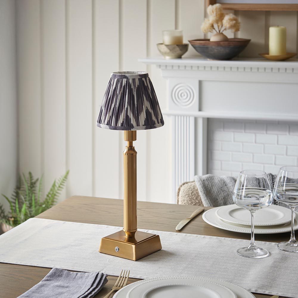 Trobridge Rechargeable & Zigzag 16cm Pearl grey shade - Comet Lighting