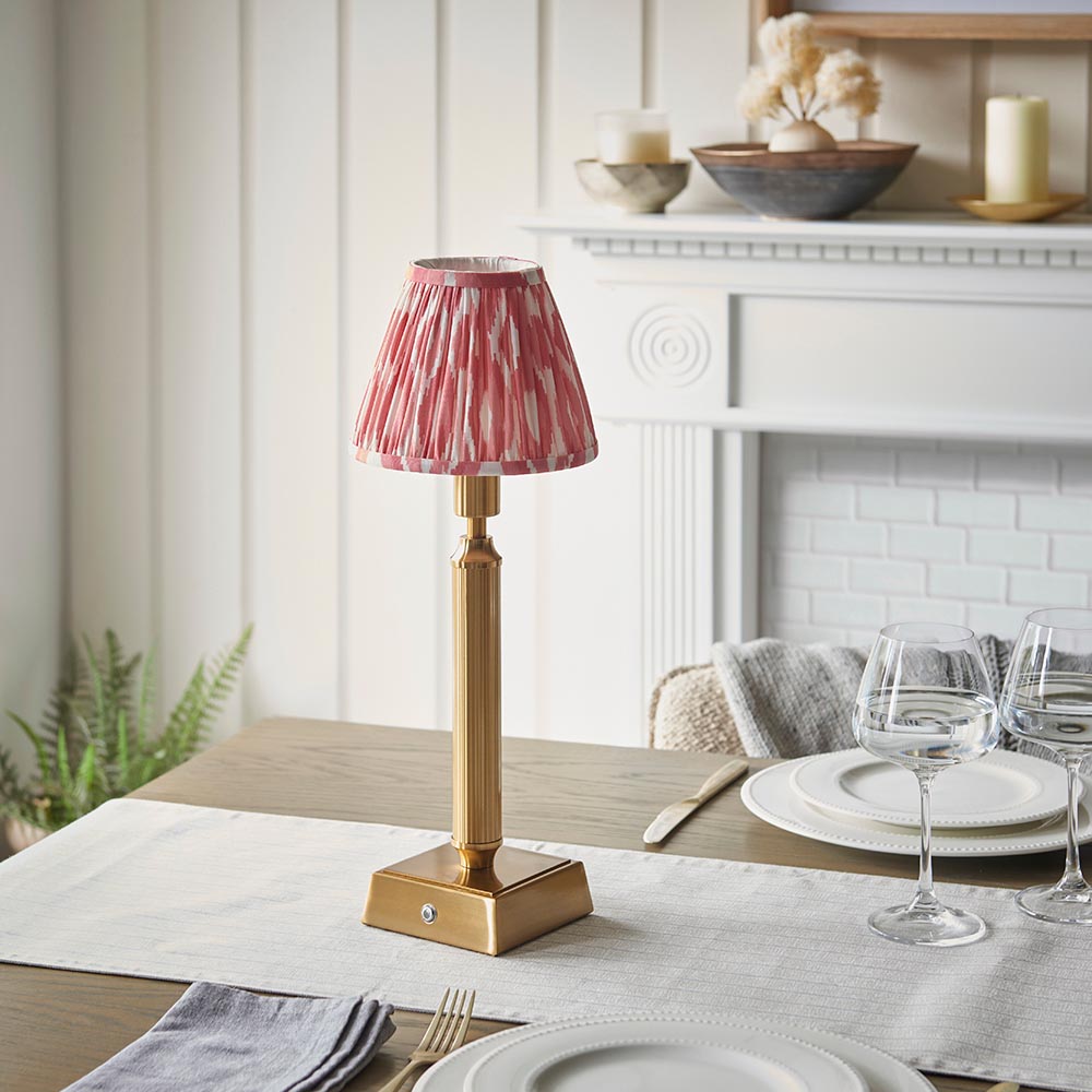 Trobridge Rechargeable & Ikat 16cm Coral pink shade - Comet Lighting