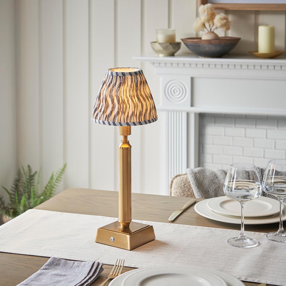 Trobridge Rechargeable & Ripple 16cm Pearl grey shade - Comet Lighting