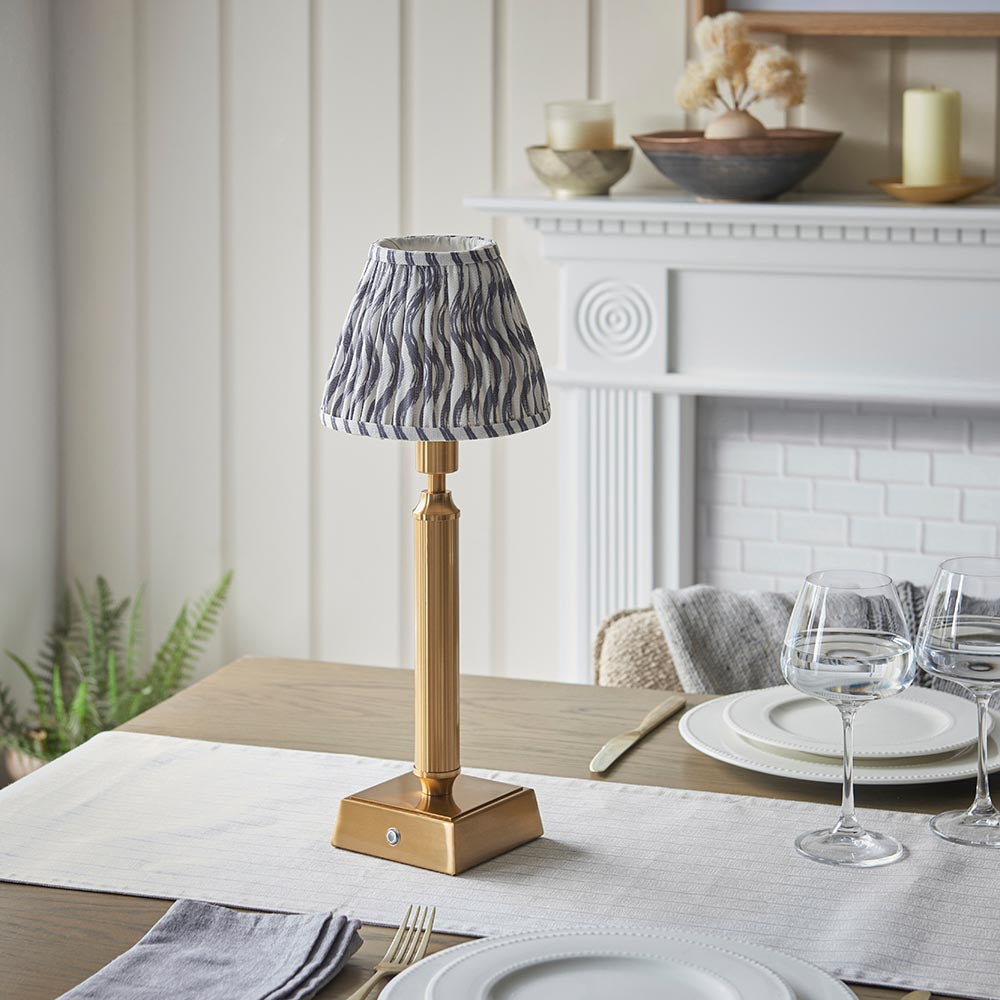 Trobridge Rechargeable & Ripple 16cm Pearl grey shade - Comet Lighting